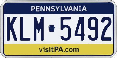 PA license plate KLM5492