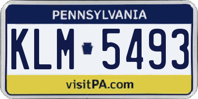 PA license plate KLM5493