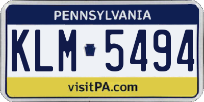 PA license plate KLM5494