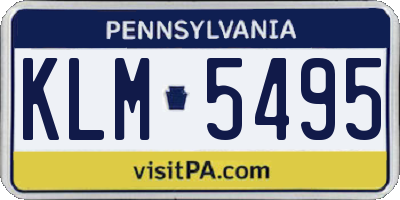 PA license plate KLM5495