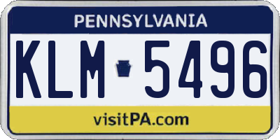 PA license plate KLM5496