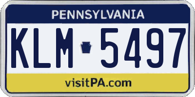 PA license plate KLM5497