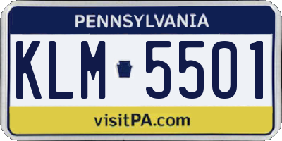 PA license plate KLM5501