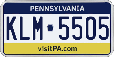 PA license plate KLM5505