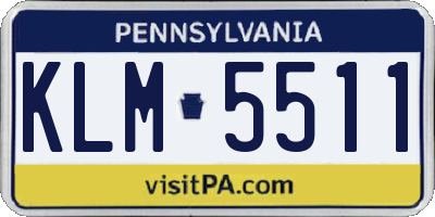PA license plate KLM5511