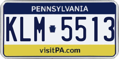 PA license plate KLM5513