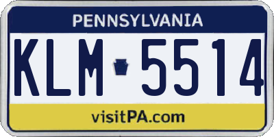 PA license plate KLM5514