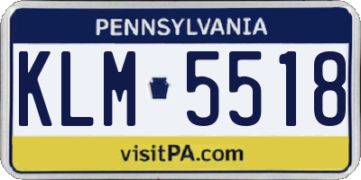 PA license plate KLM5518