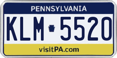 PA license plate KLM5520