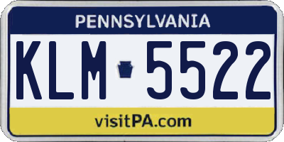 PA license plate KLM5522
