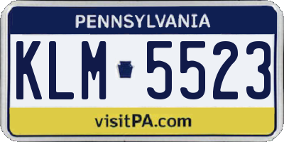 PA license plate KLM5523