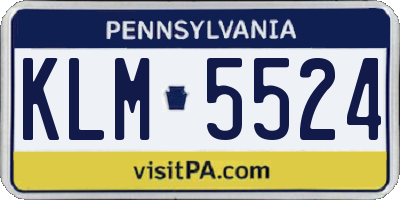 PA license plate KLM5524