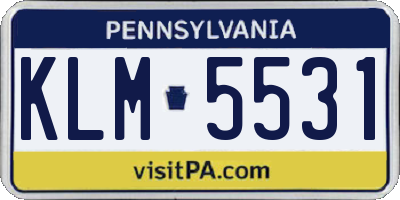 PA license plate KLM5531