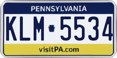 PA license plate KLM5534