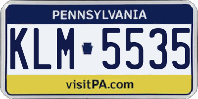 PA license plate KLM5535