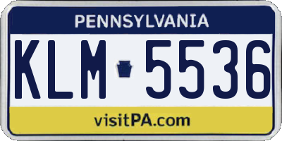 PA license plate KLM5536