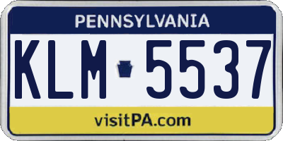 PA license plate KLM5537