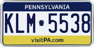 PA license plate KLM5538