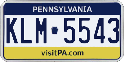 PA license plate KLM5543