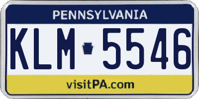 PA license plate KLM5546