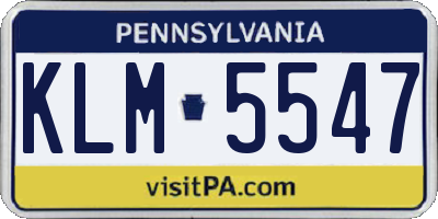 PA license plate KLM5547