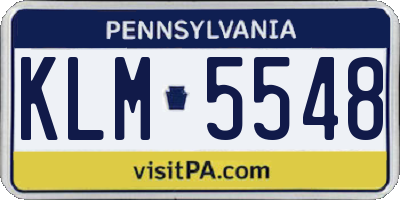 PA license plate KLM5548