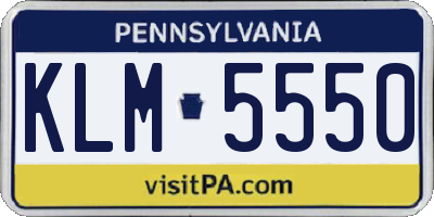 PA license plate KLM5550