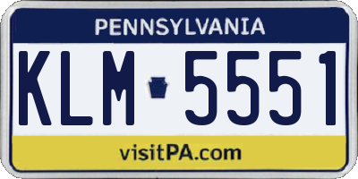PA license plate KLM5551