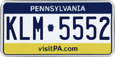 PA license plate KLM5552