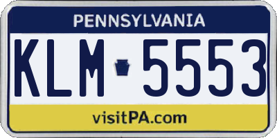 PA license plate KLM5553