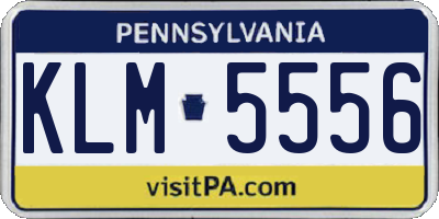 PA license plate KLM5556