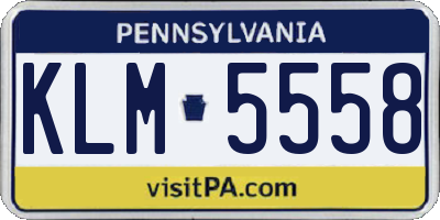 PA license plate KLM5558