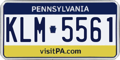 PA license plate KLM5561