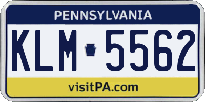 PA license plate KLM5562