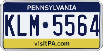 PA license plate KLM5564