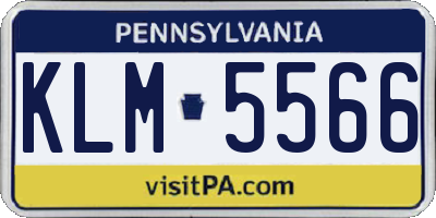 PA license plate KLM5566