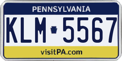 PA license plate KLM5567
