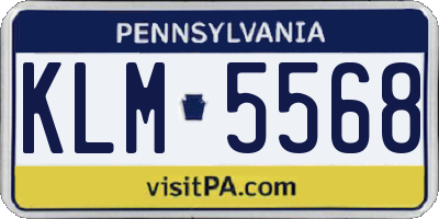 PA license plate KLM5568