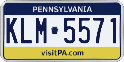 PA license plate KLM5571