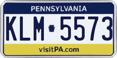 PA license plate KLM5573