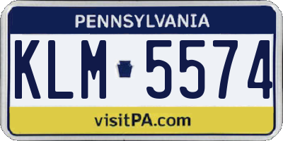 PA license plate KLM5574