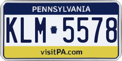 PA license plate KLM5578