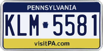 PA license plate KLM5581