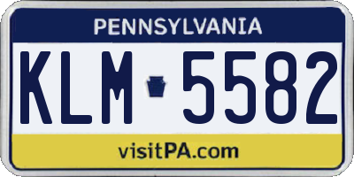 PA license plate KLM5582