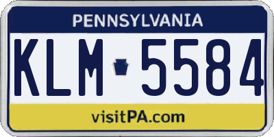 PA license plate KLM5584
