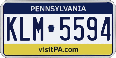 PA license plate KLM5594