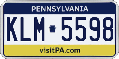PA license plate KLM5598
