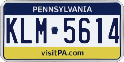 PA license plate KLM5614