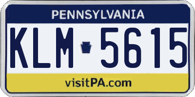 PA license plate KLM5615