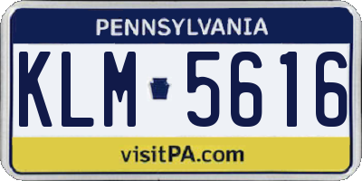PA license plate KLM5616
